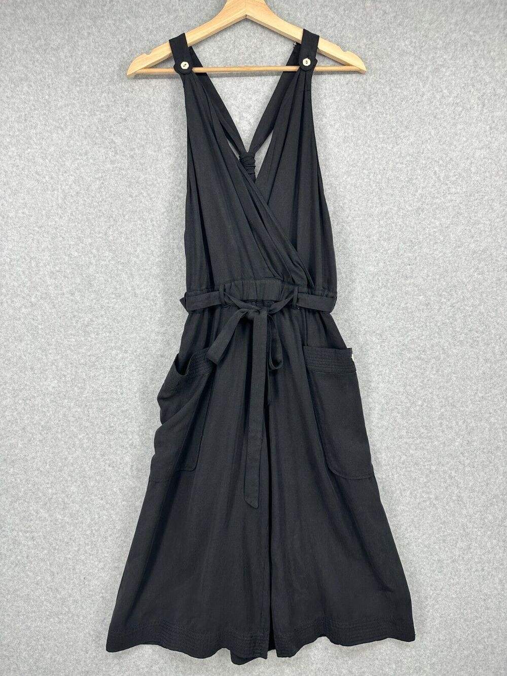 Elevenses Jumpsuit Womens 2 Black Anthropologie Sable Romper Cropped Wide Leg